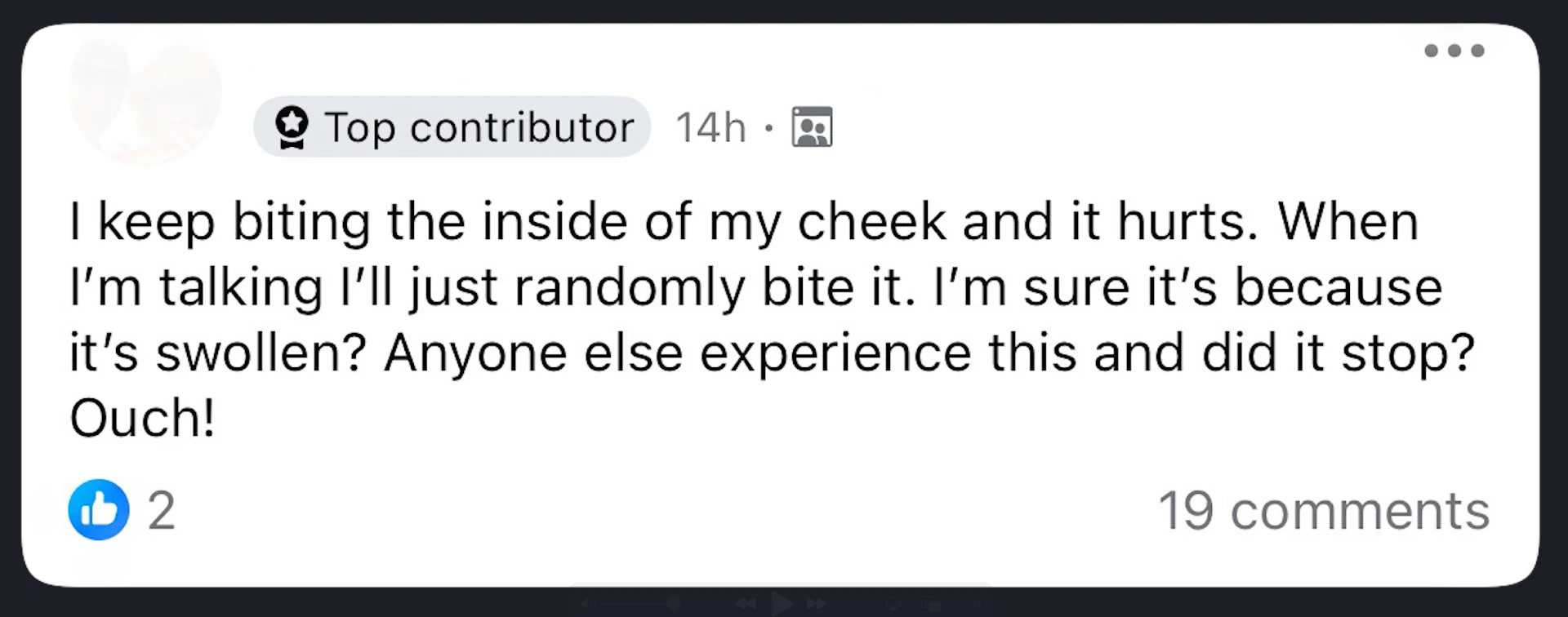 Screenshot of a question asked by a real patient in an online forum for dental implant questions